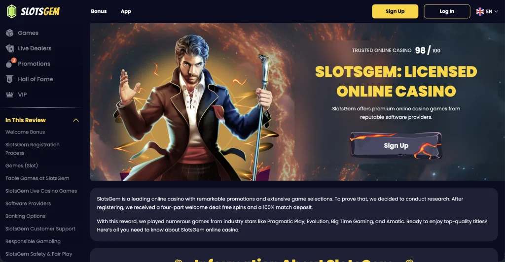 SlotsGem casino zonder Cruks
